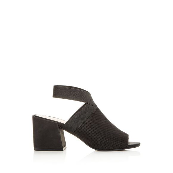 NWT KENNETH COLE Womens Black Peep Toe Slip On Leather Sling Back Sandals 6.5 - Picture 2 of 5